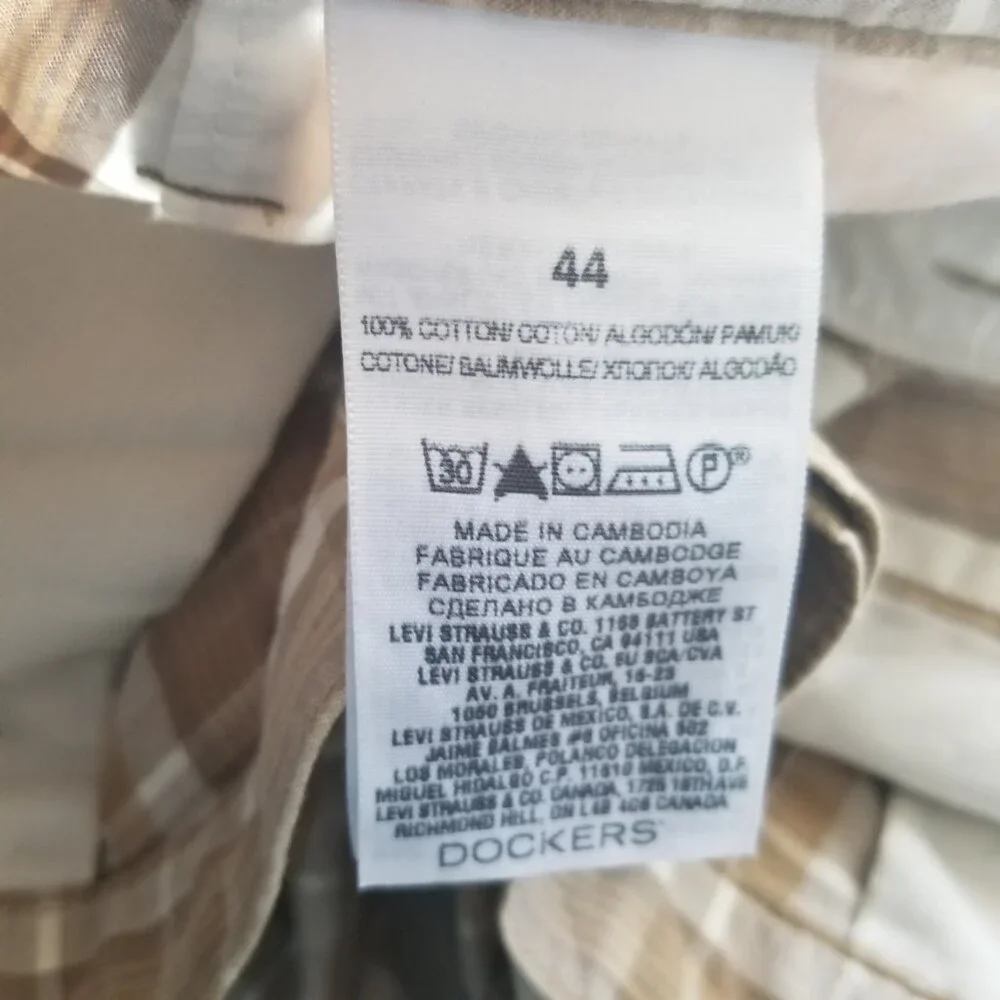 Dockers Tan Plaid Cargo Shorts Men's 44